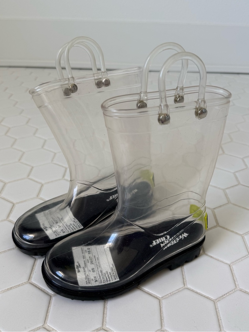 Clear Transparent Kids Rain Boots with Black Soles